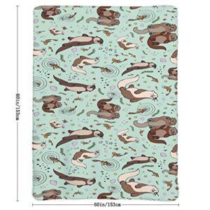 Sea Otters Hold Hands Blanket ,Fleece Throw Blanket Super Soft Warm Therma Plush Bed Couch Living Room