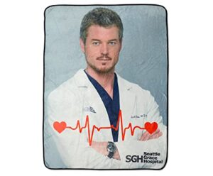 surreal entertainment grey's anatomy mcsteamy plush fleece throw blanket | super soft decorative cover for sofa and bed, cozy home decor room essentials | 45 x 60 inches, blue, one size