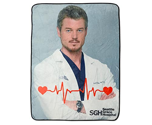 Surreal Entertainment Grey's Anatomy McSteamy Plush Fleece Throw Blanket | Super Soft Decorative Cover For Sofa And Bed, Cozy Home Decor Room Essentials | 45 x 60 Inches, Blue, One Size