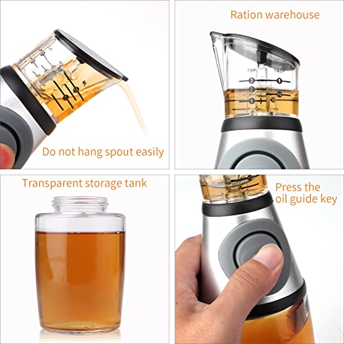 Oil dispenser bottle for kitchen,Olive Oil Dispenser,Superior Glass Oil and Vinegar Dispenser with Measuring,8.5 Oz Wide Opening Oil Dispenser Bottle for Kitchen, Cooking,BBQ,Salads,Baking Frying