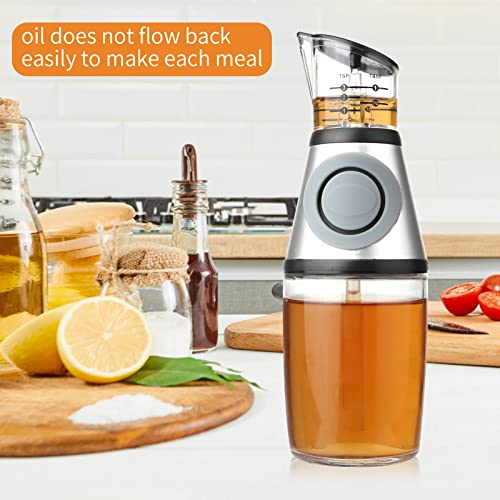 Oil dispenser bottle for kitchen,Olive Oil Dispenser,Superior Glass Oil and Vinegar Dispenser with Measuring,8.5 Oz Wide Opening Oil Dispenser Bottle for Kitchen, Cooking,BBQ,Salads,Baking Frying