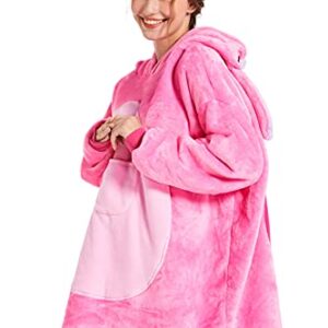 Oversized Hoodie Blanket For Women Animal Sweatshirt hooded for Adults Wearable Blanket with Front Pocket Pouch(One Size)