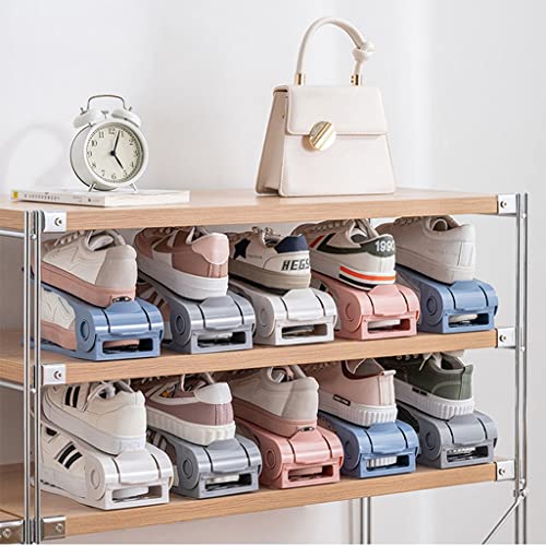 LUVADU ZCX Shoe Slots Organizer Pack of 4, Adjustable 4 Level Shoe Slots Organizer Double Deck Shoe Rack Holder for Shoes Storage Shoe Racks (Color : B)