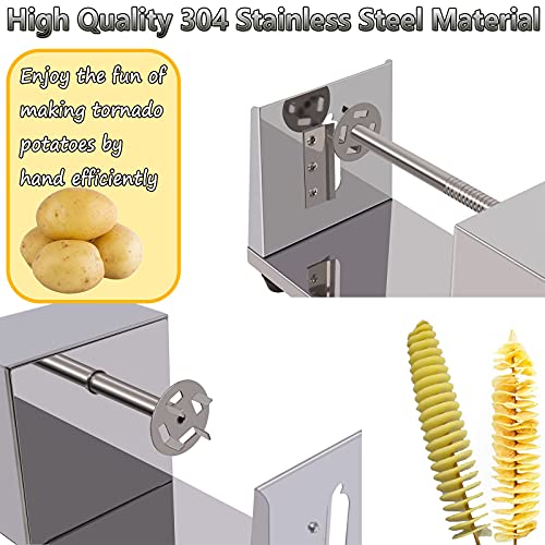 Twisted Potato slicer, Cortador de Papas en Espiral Tornado Curly Fry Cutter with Stainless Steel skewers, Manual Spiral French Fries Cucumbers Carrots DIY BBQ Slicer with Reusable Stick