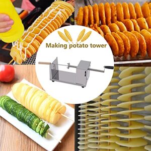 Twisted Potato slicer, Cortador de Papas en Espiral Tornado Curly Fry Cutter with Stainless Steel skewers, Manual Spiral French Fries Cucumbers Carrots DIY BBQ Slicer with Reusable Stick