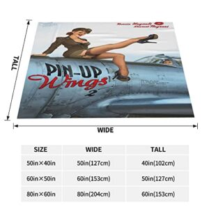 Sexy Girl Ultra-Soft Micro Fleece Throw Blanket,Pin Up Girl,Custom Warm Lightweight Blanket for Couch Bed Living Room Bedroom Sofa 50"x40"