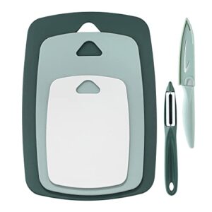 plastic cutting boards for kitchen, 5 pieces dishwasher safe cutting board set, durable, non-slip, bpa-free cutting board, knife friendly chopping board, perfect for meat, vegetables, fruits