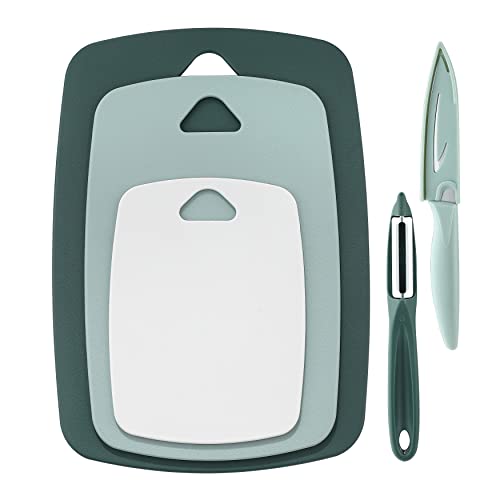 Plastic Cutting Boards for Kitchen, 5 Pieces Dishwasher Safe Cutting Board Set, Durable, Non-Slip, BPA-Free Cutting Board, Knife Friendly Chopping Board, Perfect For Meat, Vegetables, Fruits