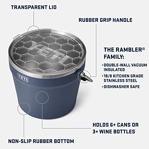 YETI Rambler Beverage Bucket, Double-Wall Vacuum Insulated Ice Bucket with Lid, White