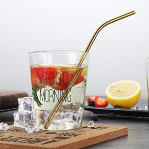 18 Piece Gold Stainless Steel Straws, 8.5 '' Reusable Drinking Straws,with Portable pouch,Suitable for wine and cold drinks (8 Straight/8 Bent/2 Brushes)