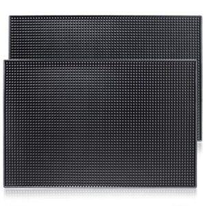 rubber bar mat by protensils, 18" x 12", black bar mats, bar service mat, black coffee bar mat, spill mat for counter-top (2 pieces)