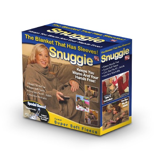 Snuggie Original Fleece Blanket with Sleeves, Camel