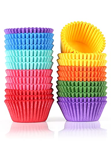 Gifbera Colored Mini Cupcake Liners Vibrant Muffin Baking Cups 400-Count