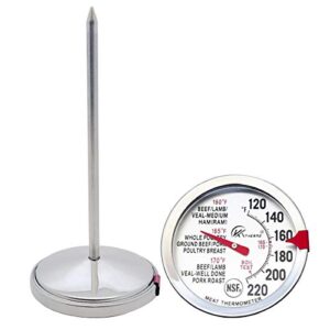 digital instant read meat thermometer, thermometer cooking, kitchen food thermometer with 4.6" long probes, 2.5” waterproof digital grill thermometer for cooking, beef, bbq, baking, silver