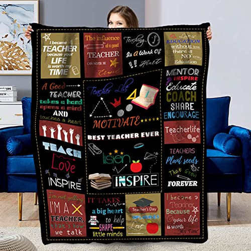 Teacher Gifts Blanket Soft Flannel Blanket Teacher Appreciation Throw Blanket Retirement Teachers' Day Gift for Teachers Women Men…(50x60in)