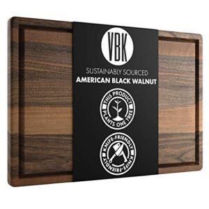 made in usa walnut wood cutting board by virginia boys kitchens - butcher block made from sustainable hardwood (17x11)
