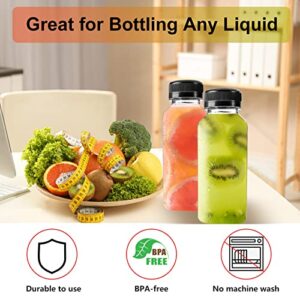 LOVLLE 12 Oz Plastic Bottles with Caps 12Pcs Juice Bottles Clear Reusable Containers Black Lid Plastic Smoothie Bottles Ideal for Juice Milk Homemade Beverages