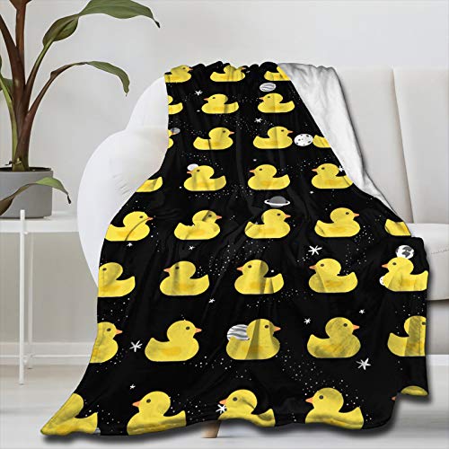 Funny Cute Yellow Cartoon Ducks Super Soft Fleece Flannel Big Blankets，Lightweight Comfort Throw Bedspread Quilt Moving Cover for Picnic Couch Sofa Large 80"x60"（Queen） Adults