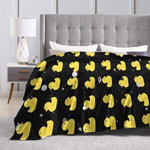 Funny Cute Yellow Cartoon Ducks Super Soft Fleece Flannel Big Blankets，Lightweight Comfort Throw Bedspread Quilt Moving Cover for Picnic Couch Sofa Large 80"x60"（Queen） Adults