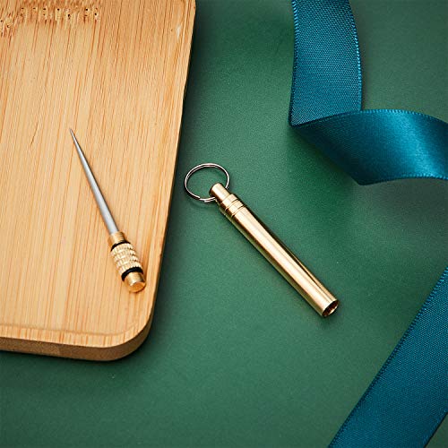 5 Pieces Portable Titanium Toothpicks Pocket Toothpicks Keychain Brass with Metal Toothpick Holder for Outdoor Picnic Camping Accessories