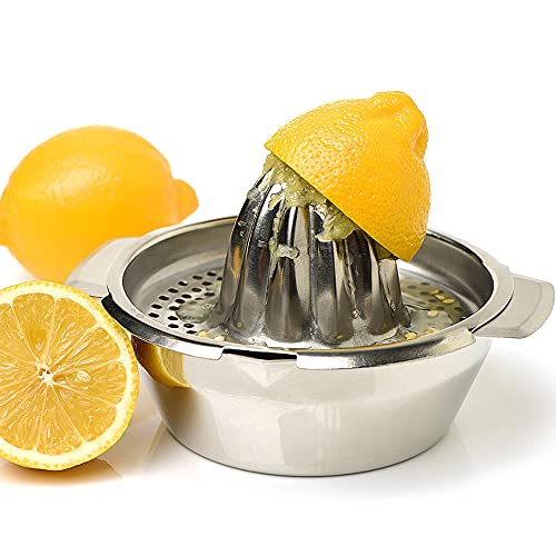 Vanleonet Stainless Steel Citrus Lemon Orange Juicer Manual Hand Squeezer, Juicer Hand Press Manual Juicer Fruit Lemon Lime Orange Squeezer with Bowl Juicer Strainer