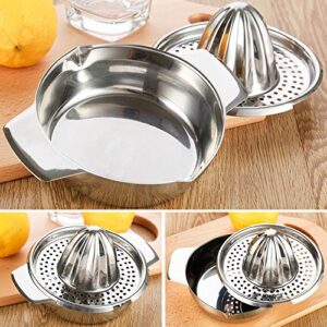 Vanleonet Stainless Steel Citrus Lemon Orange Juicer Manual Hand Squeezer, Juicer Hand Press Manual Juicer Fruit Lemon Lime Orange Squeezer with Bowl Juicer Strainer