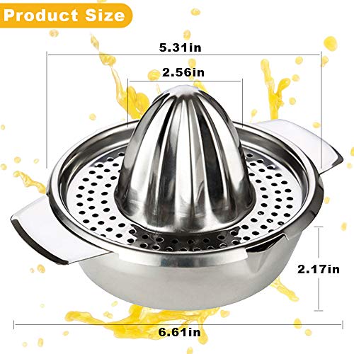 Vanleonet Stainless Steel Citrus Lemon Orange Juicer Manual Hand Squeezer, Juicer Hand Press Manual Juicer Fruit Lemon Lime Orange Squeezer with Bowl Juicer Strainer