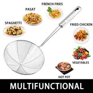 Anaeat Stainless Steel Spider Strainer Skimmer, Set of 3 Professional Kitchen Pasta Strainer Spoon with Long Handle - Asian Strainer Ladle Wire Skimmer Spoons for Cooking and Frying (4.5"+5.3"+6.1")