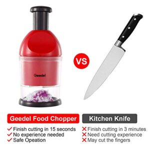 Geedel Food Chopper, Easy to Clean Manual Hand Vegetable Chopper Dicer, Dishwasher Safe Slap Onion Chopper for Veggies Onions Garlic Nuts Salads