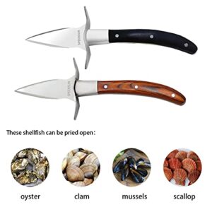 Oyster Shucking Knife,Oyster Shucker,2 Set Sturdy Sharpness Oyster Knife With Comfort Wood-handle,Oyster Shucking Kit With 1 Pairs Of Level 5 Protection Cut-resistant Gloves(L) For Oyster Clam