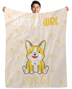 corgi blanket gifts, 40"x50" soft fleece corgi throw blanket for corgi lovers, lightweight, soft, cozy, warm corgi theme gifts for bed couch