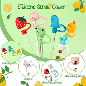 16Pcs Straw Covers Cap, Monkle Silicone Straw Topper Reusable Dust-Proof Straw Tips 6-8mm for Drinking Straws Plug Straw Caps Decoration Home Kitchen Accessories