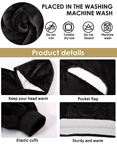 Blanket Hoodie Oversize Huge Hooded Blanket Sweatshirt with Deep Pockets and Elastic Sleeves, Women's Men's Fleece Lamb Fleece Soft Warm Comfortable Blanket Jacket Sweater Gift Adult Youth One Size