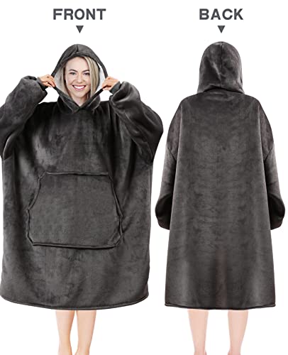 VeMee Wearable Blanket Sweatshirt Super Warm and Cozy Blanket Hoodie for Women with Pocket (Grey, OneSize)
