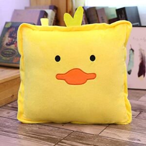 lee my plush wearable blanket with sleeves pocket and hat, extra long warm soft and cozy functional cartoon travel blanket, warm and comfortable travel pillow and blanket set, duck-35x35cm/14x14in