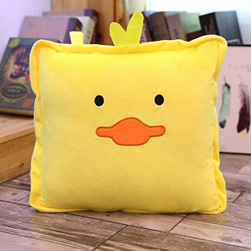 Lee My Plush Wearable Blanket with Sleeves Pocket and Hat, Extra Long Warm Soft and Cozy Functional Cartoon Travel Blanket, Warm and Comfortable Travel Pillow and Blanket Set, duck-35x35cm/14x14in