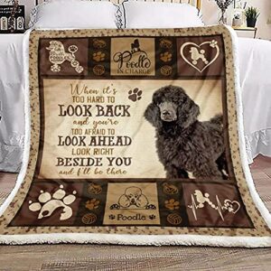 givingcustom black poodle beside you and i'll be there blanket gift for dog lovers birthday gift home decor bedding couch sofa soft and comfy cozy (50" x 60")