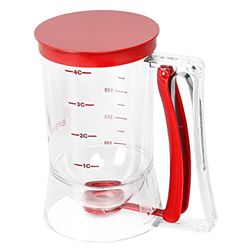 Yieobel Batter separator Cupcakes Pancakes Cookie Cake Waffles Batter Dispenser cookie separator batter Cream Speratator Cup Measuring Baking Tools (red)