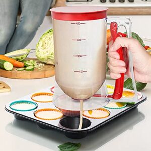 Yieobel Batter separator Cupcakes Pancakes Cookie Cake Waffles Batter Dispenser cookie separator batter Cream Speratator Cup Measuring Baking Tools (red)