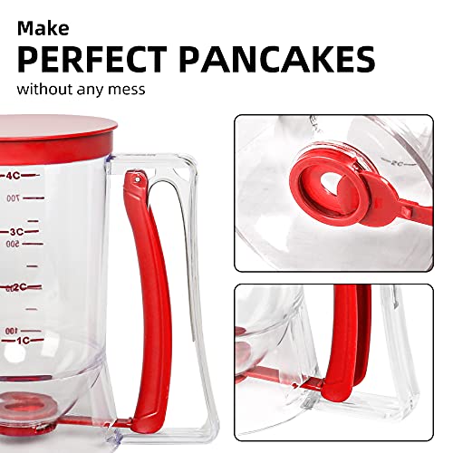 Yieobel Batter separator Cupcakes Pancakes Cookie Cake Waffles Batter Dispenser cookie separator batter Cream Speratator Cup Measuring Baking Tools (red)