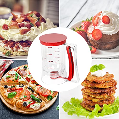 Yieobel Batter separator Cupcakes Pancakes Cookie Cake Waffles Batter Dispenser cookie separator batter Cream Speratator Cup Measuring Baking Tools (red)