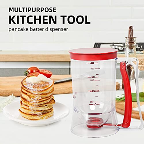 Yieobel Batter separator Cupcakes Pancakes Cookie Cake Waffles Batter Dispenser cookie separator batter Cream Speratator Cup Measuring Baking Tools (red)