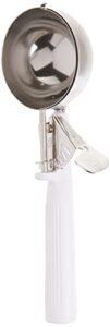 winco icop-6 ice cream disher with white handle, size 6, 5.5 ounces, stainless steel