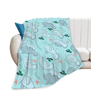 jbiovwdc manatees fleece throw blanket lightweightsoft cozy plush blanket for couch bed sofa travelling camping for kids adults gifts