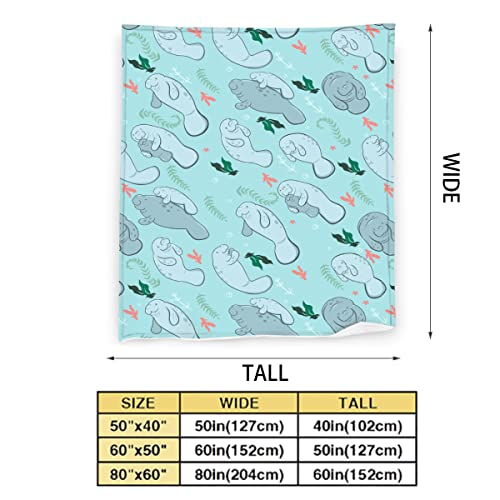 Jbiovwdc Manatees Fleece Throw Blanket LightweightSoft Cozy Plush Blanket for Couch Bed Sofa Travelling Camping for Kids Adults Gifts