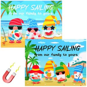 2 pcs large graduation cruise door magnet 8.46 x 10.82 inch summer gnome palm tree fridge refrigerator car magnets tropical cruise door magnetic decorations (summer)