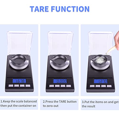 Fuzion Digital Milligram Scale 50g/ 0.001g, Portable Jewelry Scale with LCD Backlit, Tare, Powder Scale, Micro Scale for Powder Medicine, Gold, Gem, Reloading, Batteries Included