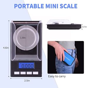 Fuzion Digital Milligram Scale 50g/ 0.001g, Portable Jewelry Scale with LCD Backlit, Tare, Powder Scale, Micro Scale for Powder Medicine, Gold, Gem, Reloading, Batteries Included