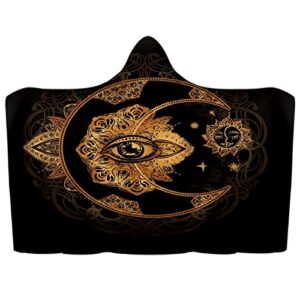 Hooded Blanket Boho Chic Tattoo Mandala Wearable Blanket Hood Poncho Hooded Blanket Throw Plush Blanket Novelty Blanket for Bed Home Sofa 51x59 Inch