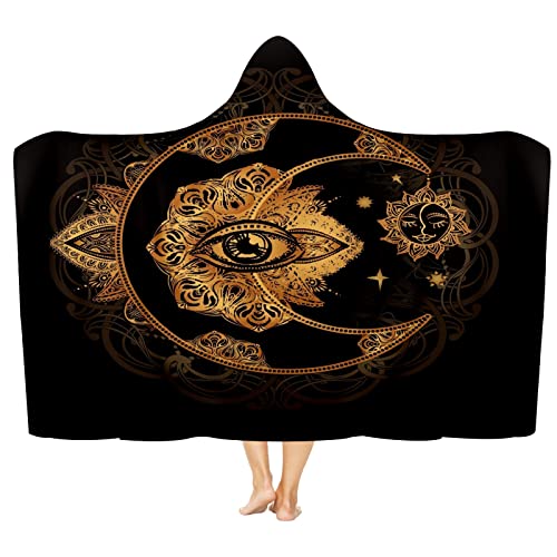 Hooded Blanket Boho Chic Tattoo Mandala Wearable Blanket Hood Poncho Hooded Blanket Throw Plush Blanket Novelty Blanket for Bed Home Sofa 51x59 Inch